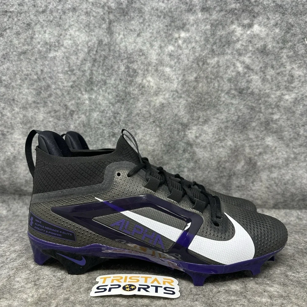 Nike Alpha Menace 4 Elite Football Cleats Mens Size 12 Black Purple FZ7701-005